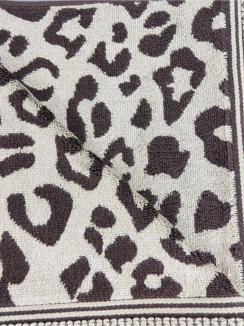Rachel Zoe Bath Towel Set Leopard Animal Print Brown Tan Velour Cotton 6 Pc NEW